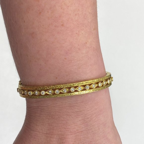 Penny Preville Engraved Pave Hinged Bangle - Picture 2 of 3